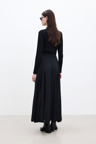 Ruffled Wide Skirt Black