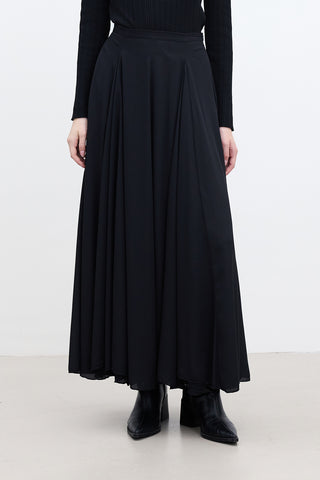 Ruffled Wide Skirt Black