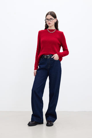 Crew Neck Fit Knitwear Sweater Red