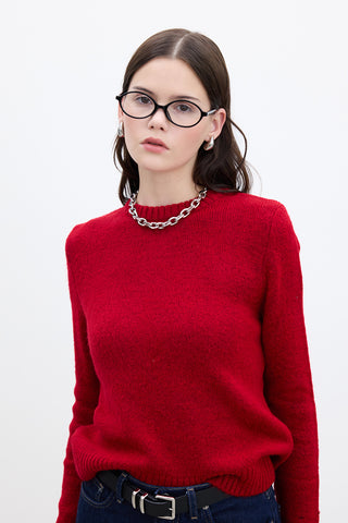 Crew Neck Fit Knitwear Sweater Red