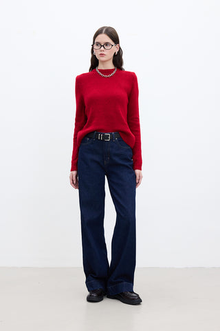 Crew Neck Fit Knitwear Sweater Red