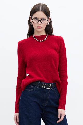 Crew Neck Fit Knitwear Sweater Red