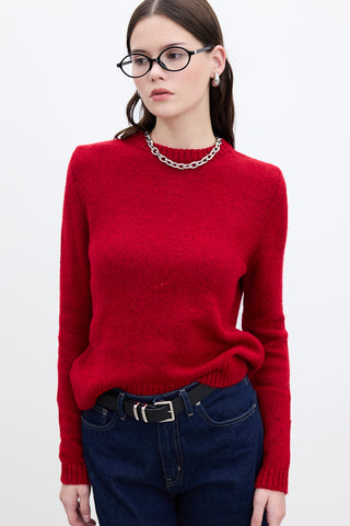Crew Neck Fit Knitwear Sweater Red