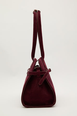 Belted Faux Leather Bag Burgundy