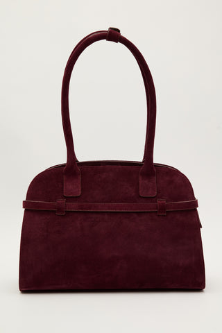 Belted Faux Leather Bag Burgundy