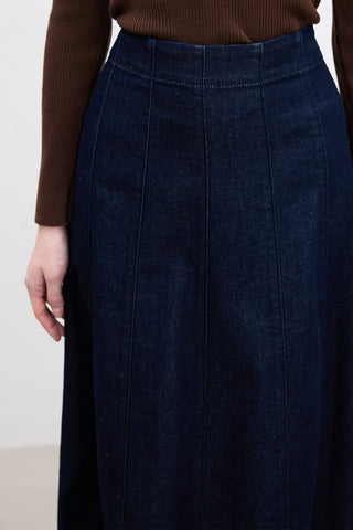 Denim Ruffled Skirt Dark Blue