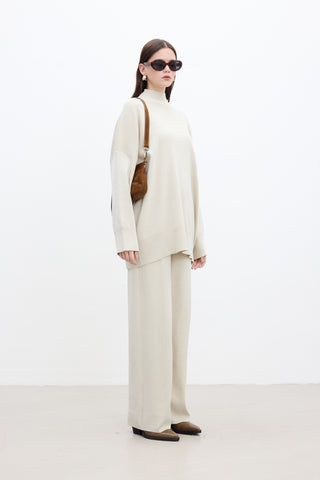 Oversized High Neck Sweater Beige