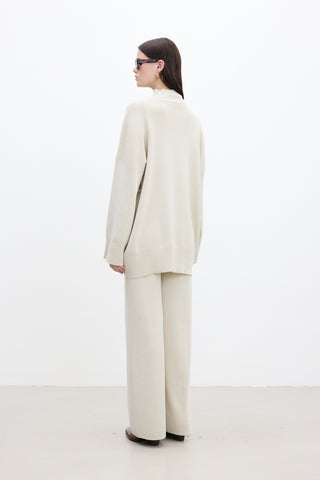 Oversized High Neck Sweater Beige