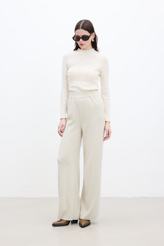 Straight Leg Knit Pants Beige