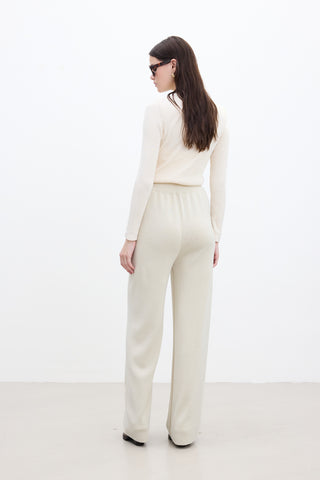 Straight Leg Knit Pants Beige