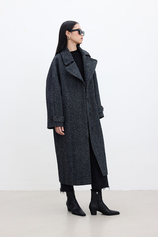 Asymmetric Cachet Coat Black