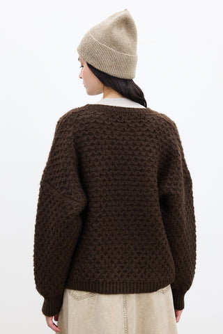 Patterned Knit Sweater Dark Brown