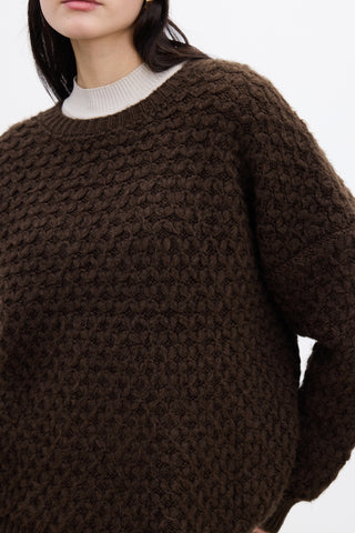 Patterned Knit Sweater Dark Brown