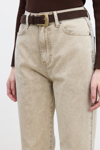 Straight High-Waist Jeans Camel