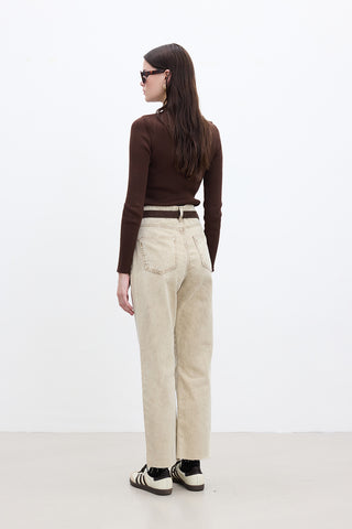 Straight High-Waist Jeans Camel