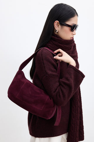 Ari Suede Shoulder Bag Burgundy