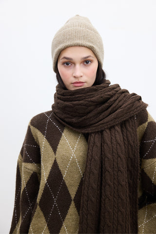Cable-Knit Scarf Brown