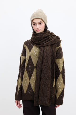 Cable-Knit Scarf Brown