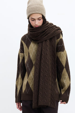 Cable-Knit Scarf Brown