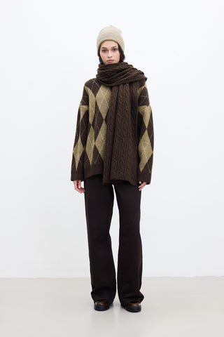 Cable-Knit Scarf Brown