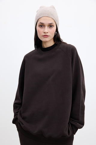 Oversized Basic Sweatshirt Dark Brown