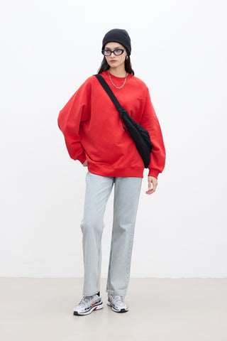 OVERSIZE BASIC SWEATSHIRT KIRMIZI