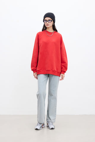 OVERSIZE BASIC SWEATSHIRT KIRMIZI