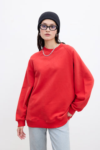 OVERSIZE BASIC SWEATSHIRT KIRMIZI