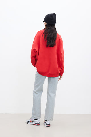 OVERSIZE BASIC SWEATSHIRT KIRMIZI