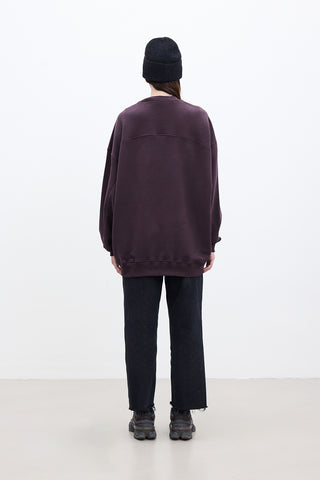 BASKI DETAYLI OVERSIZE SWEATSHIRT BORDO