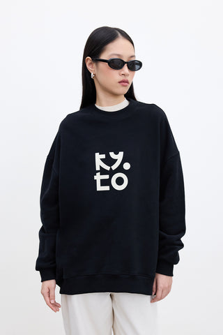 Baskılı Büyük Boy Sweatshirt Siyah