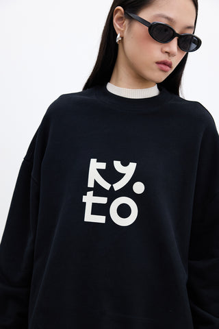 Printed Oversized Sweatshirt Black