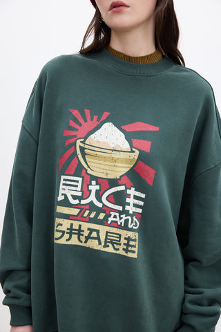 Printed Oversized Sweatshirt Green