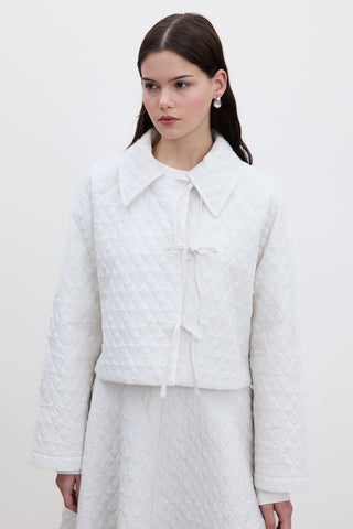 Quilted Belted Short Jacket Vanilla