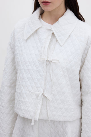 Quilted Belted Short Jacket Vanilla