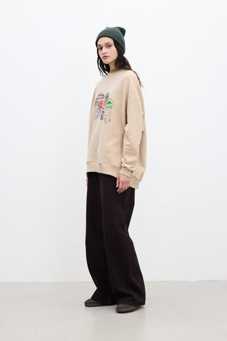 BASKI DETAYLI OVERSIZE SWEATSHIRT CAMEL