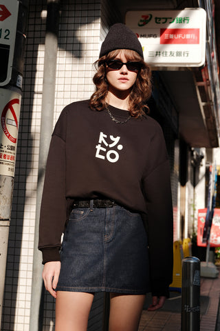 Baskılı Büyük Boy Sweatshirt Siyah