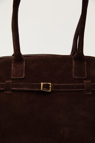 Belted Faux Leather Bag Brown