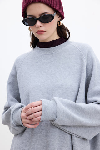 OVERSIZE BASIC SWEATSHIRT GRİ MELANJ