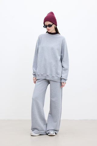 OVERSIZE BASIC SWEATSHIRT GRİ MELANJ