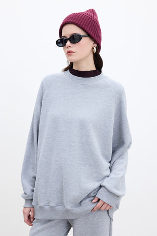 OVERSIZE BASIC SWEATSHIRT GRİ MELANJ