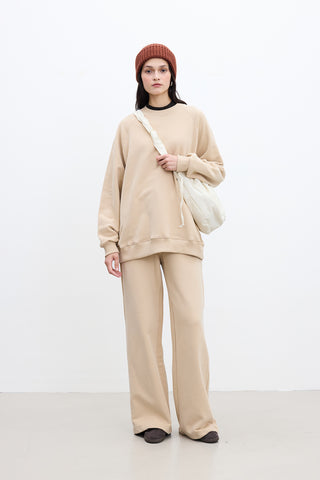 Oversized Basic Sweatshirt Camel
