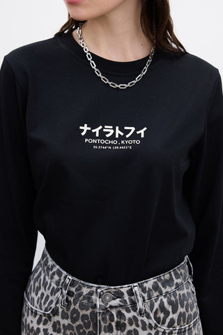 Long-Sleeve Printed T-Shirt Black