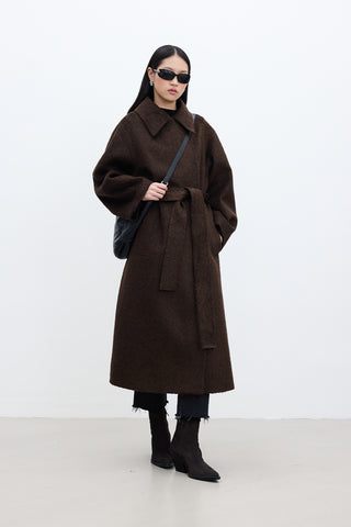 Diana Maxi Premium Coat Dark Brown