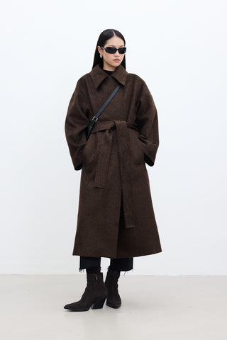 Diana Maxi Premium Coat Dark Brown