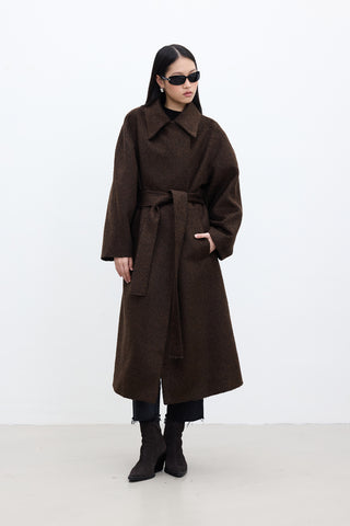 Diana Maxi Premium Coat Dark Brown