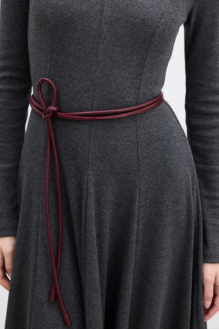 Faux Leather Cord Tie Belt Burgundy