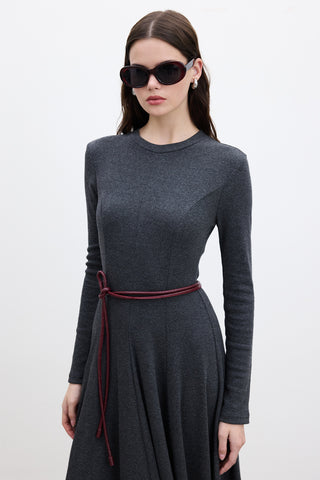 Faux Leather Cord Tie Belt Burgundy
