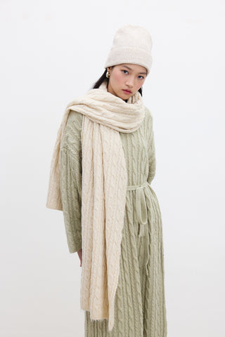 Cable-Knit Scarf Beige
