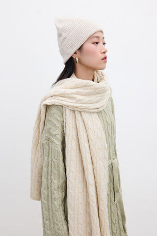 Cable-Knit Scarf Beige